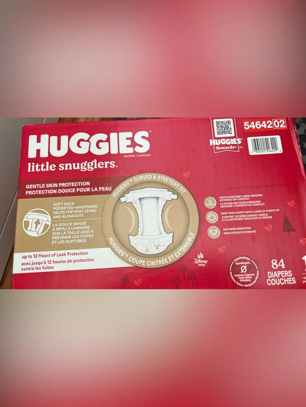 Unopened box of Little Snugglers Size 1 Diapers - Red Pack 84 Diapers